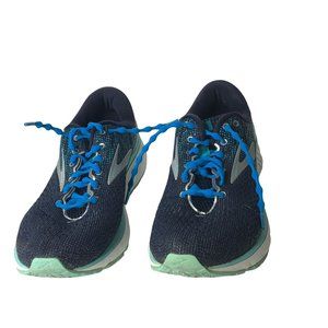 Brooks Ghost 11 Navy Blue Light Blue Running Shoes Women 9.5 D Wide 1202771D493